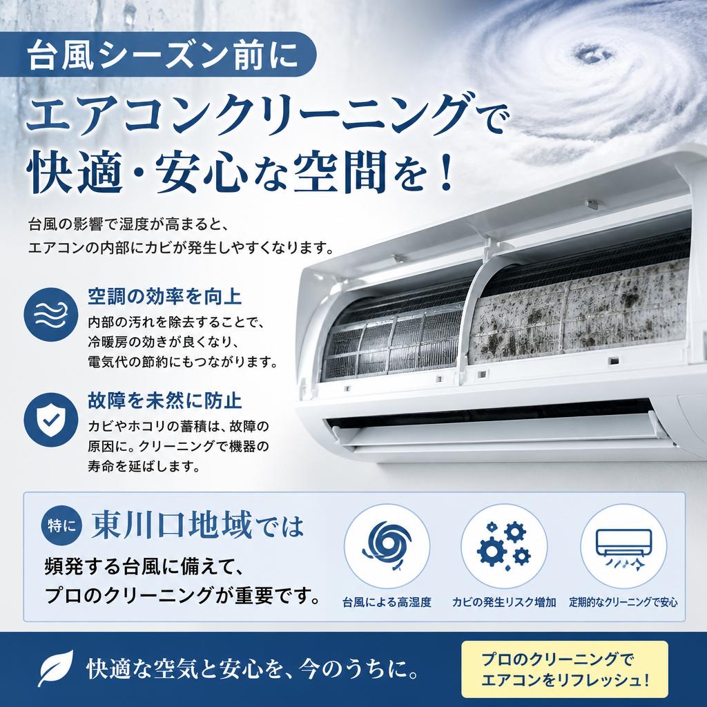 台風対策とエアコンクリーニングの関係
